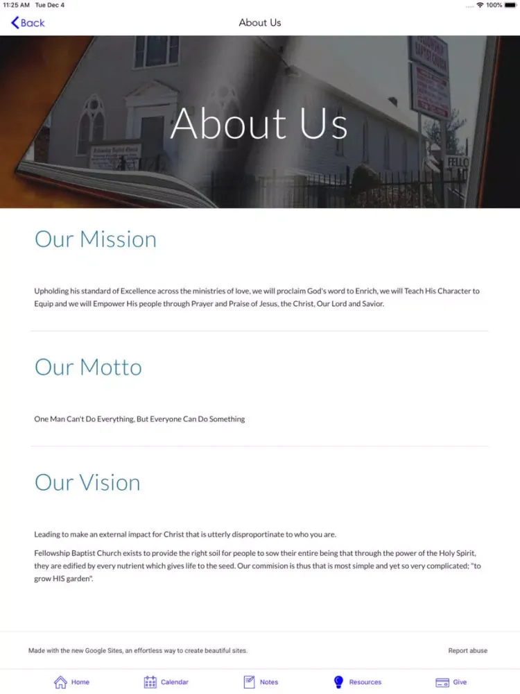 Zrzuty ekranu Fellowship Baptist Church | NY iPad 