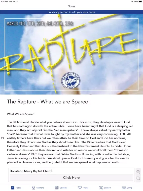 Mercy Baptist Church iPad 應用截圖