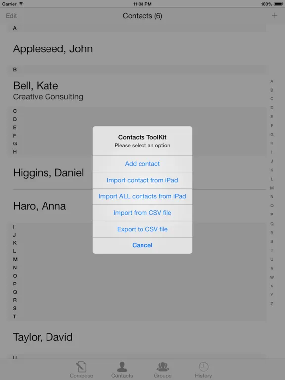 Tangkapan skrin Bulk SMS Text message Pro iPad 