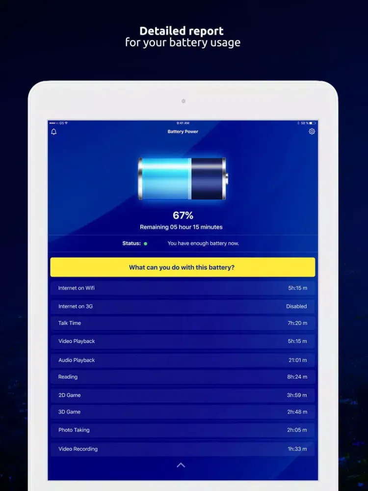Скриншоты Battery Time Report iPad 