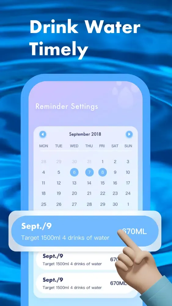 Daily water-water tracker APP سکرین شاٹس