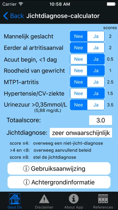 Zrzuty ekranu Gout Diagnosis