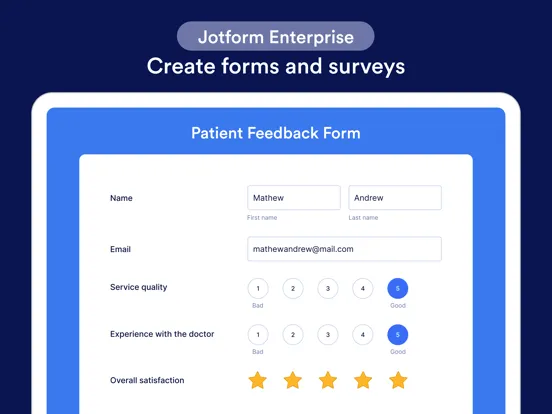 Jotform Enterprise Mobile iPad  스크린샷