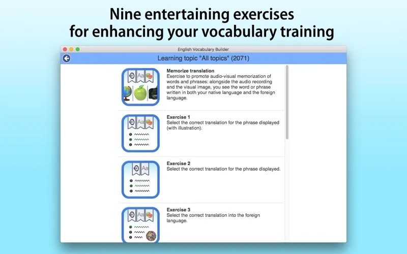 Capturas de pantalla de English Vocabulary Builder