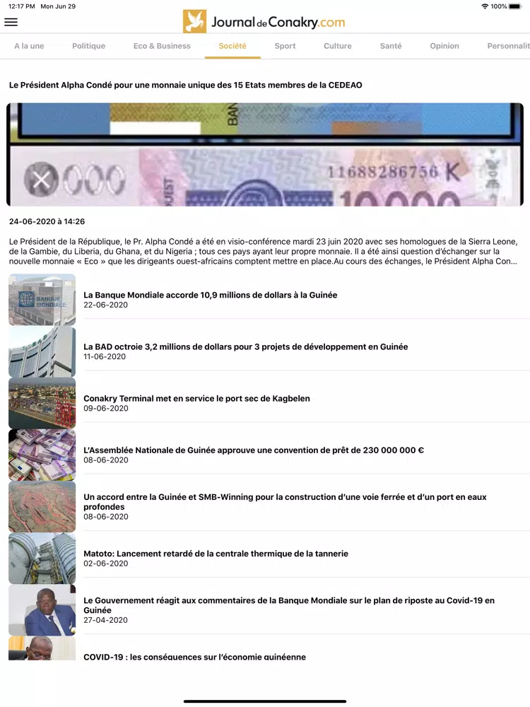Journal de Conakry iPad 应用截图