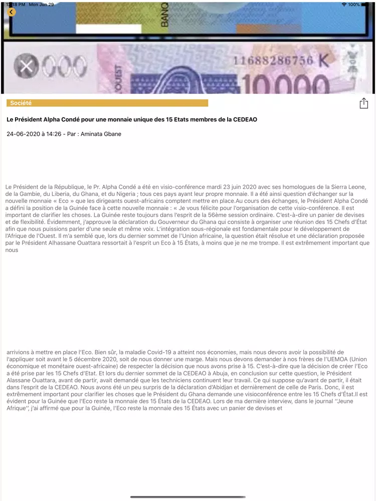 Journal de Conakry iPad 应用截图