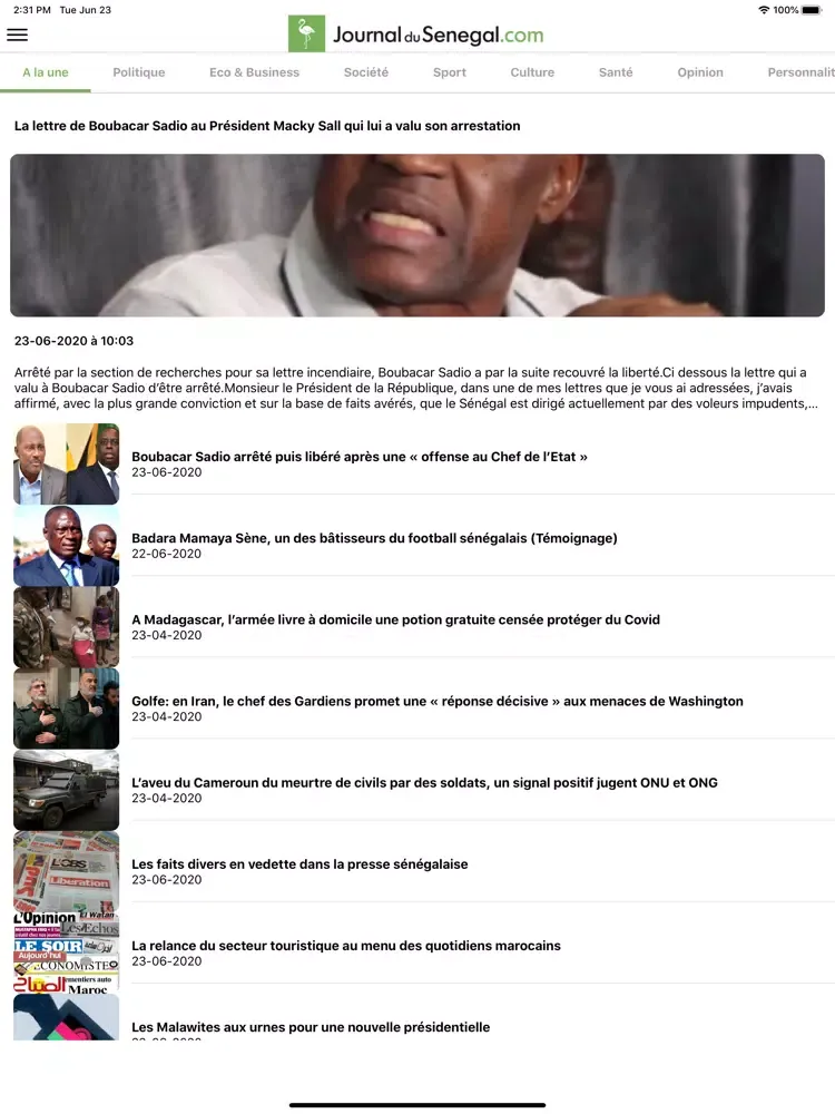 تصاویر Journal du Sénégal iPad 