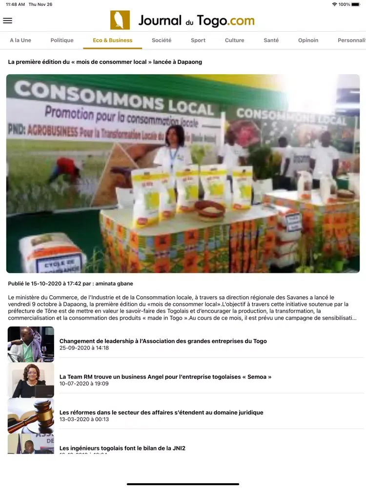 Journal du Togo iPad 应用截图