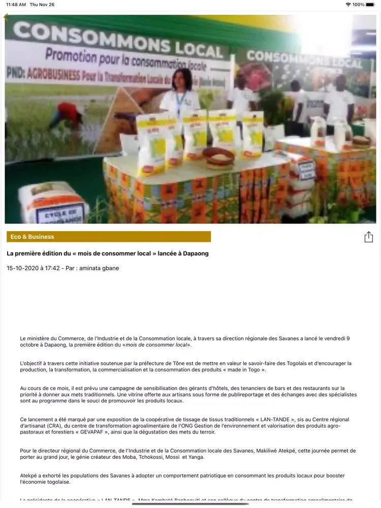 Journal du Togo iPad 应用截图