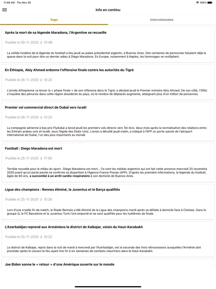 Journal du Togo iPad 应用截图