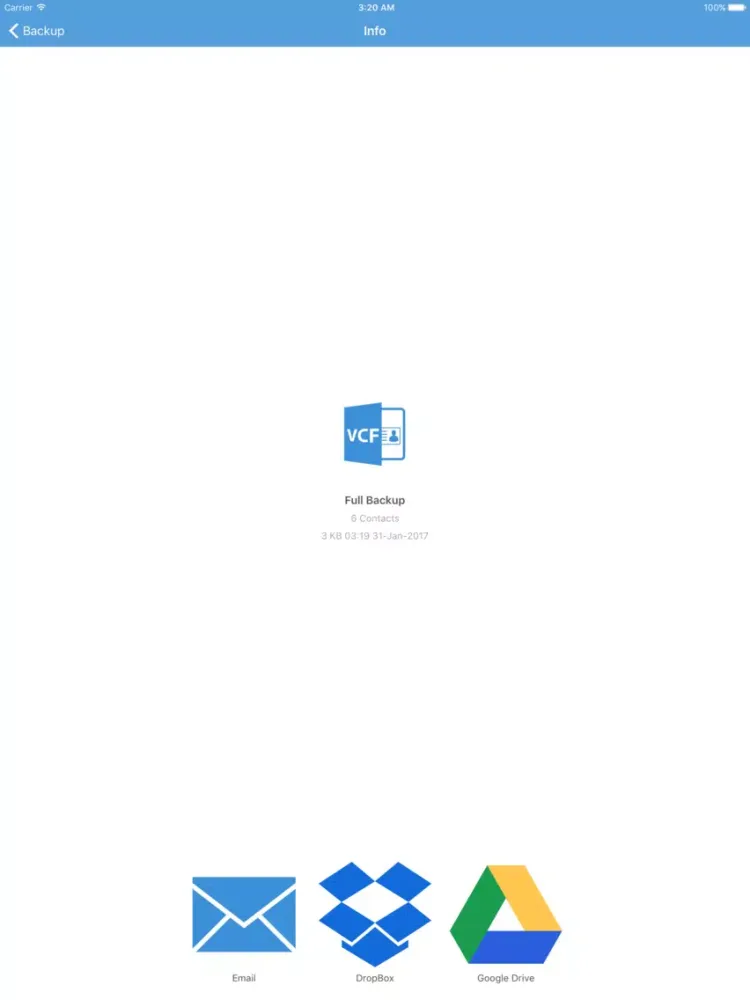 Tangkapan skrin Contacts Backup - Save Your Contacts iPad 