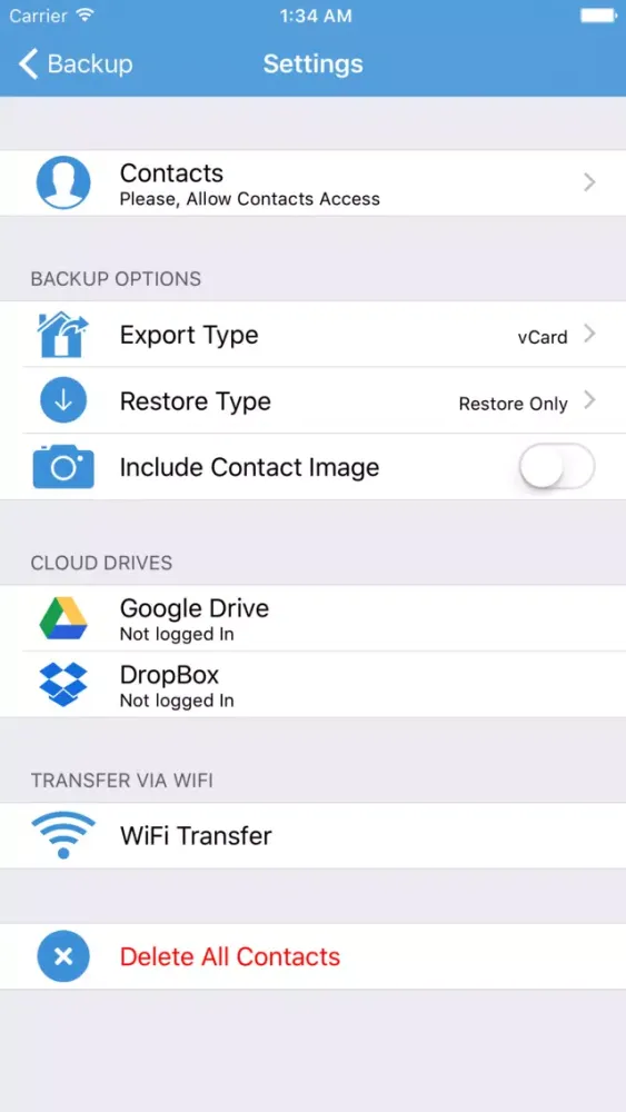 Tangkapan skrin Contacts Backup - Save Your Contacts
