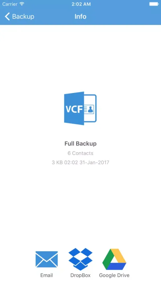 Tangkapan skrin Contacts Backup - Save Your Contacts