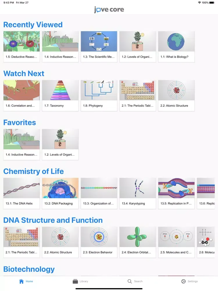 JoVE CORE iPad  Screenshots