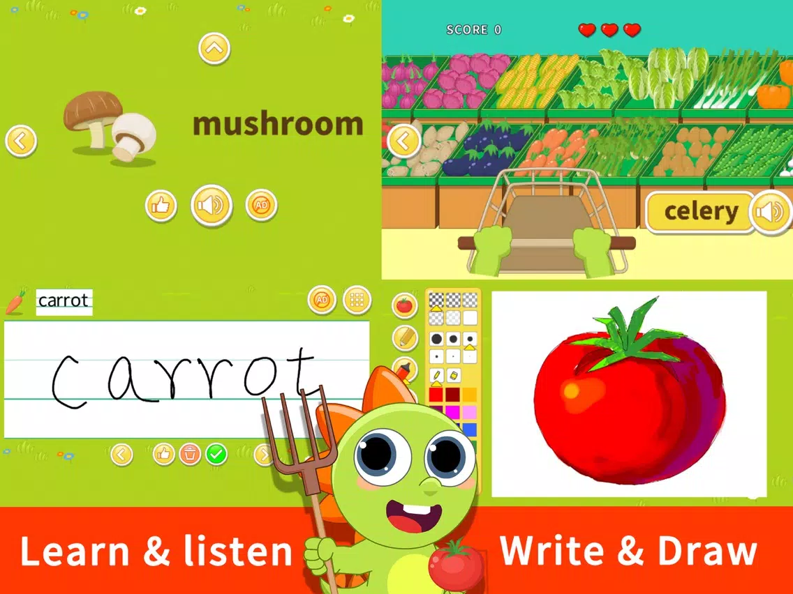 Draw And Learn Vegetables iPad  Ekran Görüntüleri