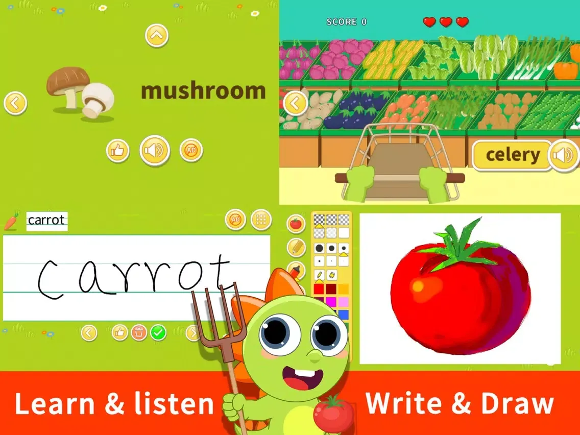 Tangkapan layar Draw And Learn Vegetables iPad 