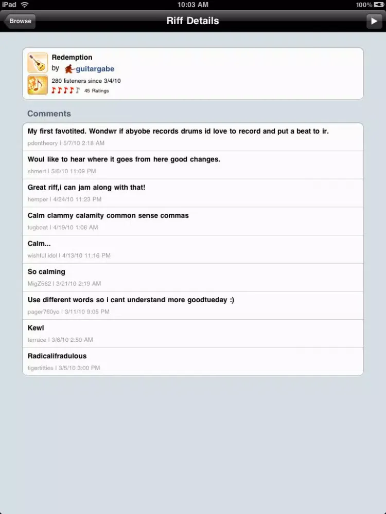 Capturas de pantalla de Riff Raters Lite iPad 