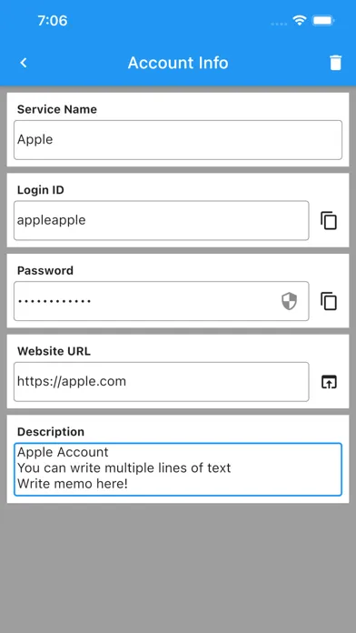 Simple Password Reminder Screenshots