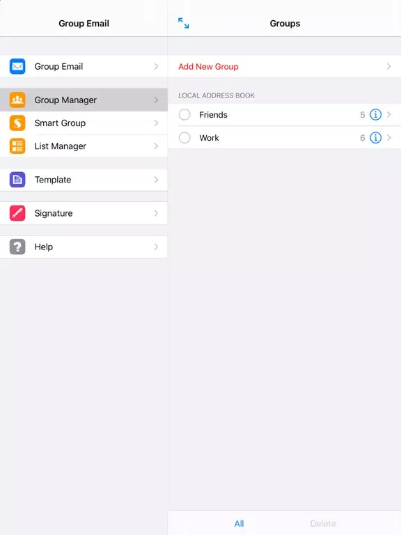 Ảnh chụp màn hình của Group Email Pro iPad 