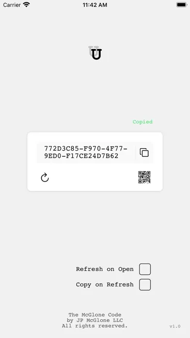 Tangkapan layar UU: UUID Generator