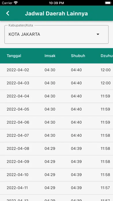 Screenshot di Jadwal Imsakiyah 2022 / 1443H