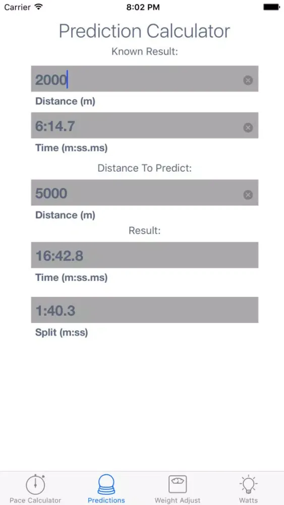 Screenshot di ErgCalc - Split Calculator