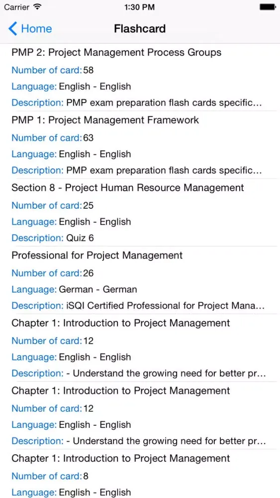 Tangkapan layar PMP Test Prep