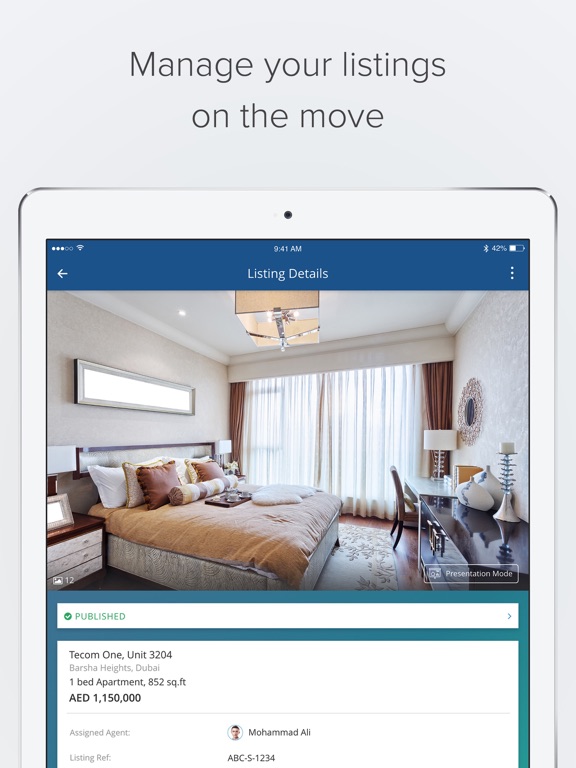 Tangkapan skrin Propspace Real Estate CRM iPad 