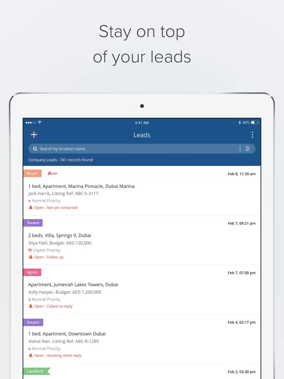 Propspace Real Estate CRM iPad  스크린샷