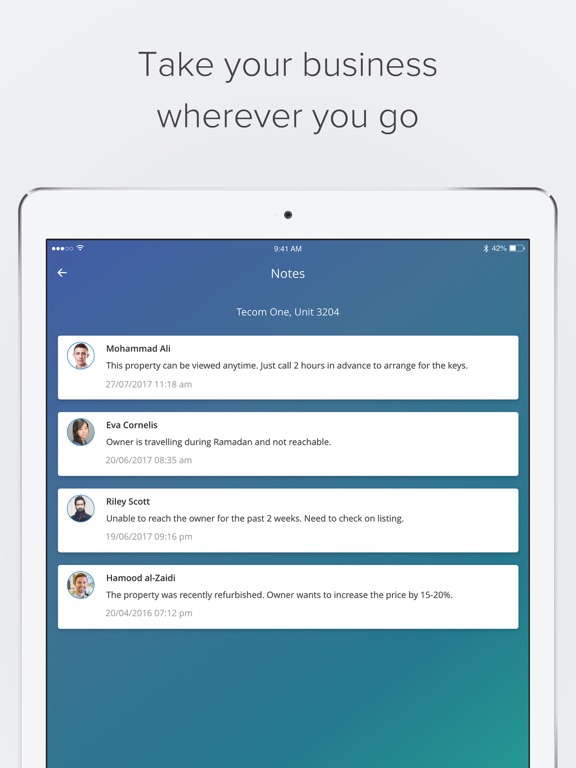 Tangkapan skrin Propspace Real Estate CRM iPad 