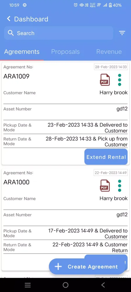 Asset Rental Manager Ekran Görüntüleri