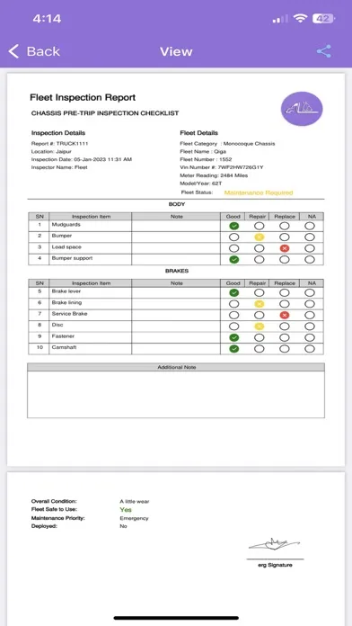 Capturas de pantalla de Fleet Inspection & Maintenance