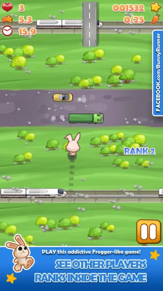Bunny Run - Cross the street avoiding cars & tracks!应用截图