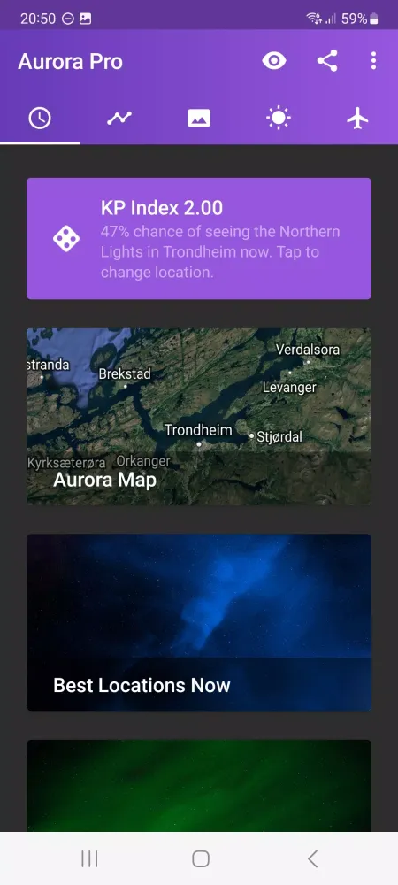 ภาพหน้าจอของ My Aurora Forecast