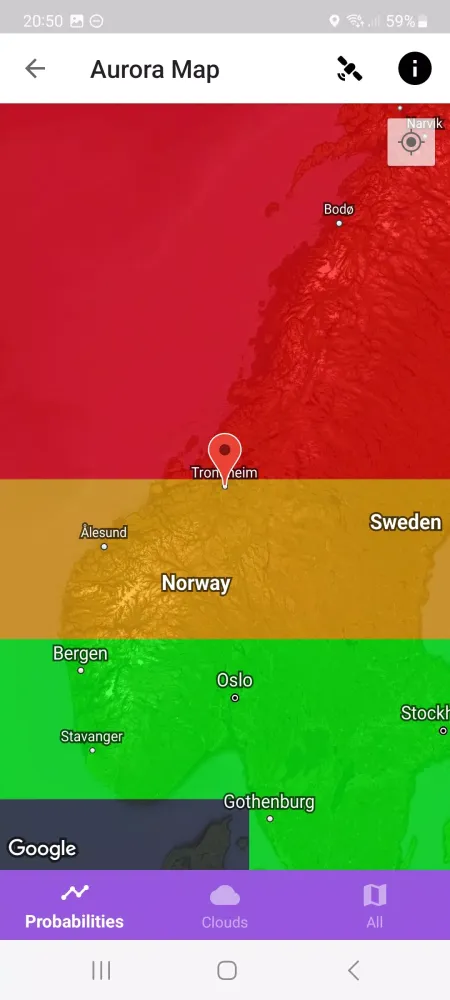 ภาพหน้าจอของ My Aurora Forecast