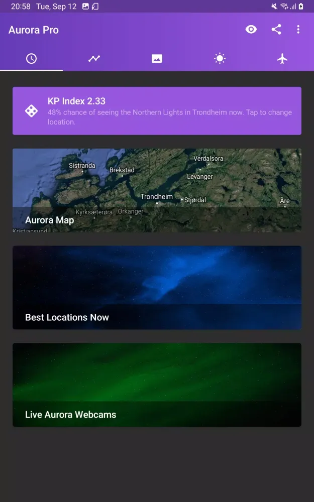 ภาพหน้าจอของ My Aurora Forecast