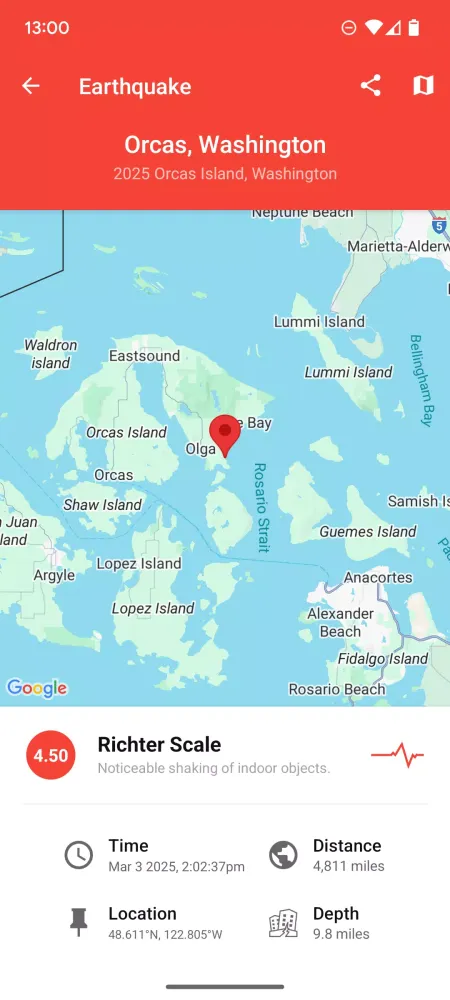ภาพหน้าจอของ My Earthquake Alerts
