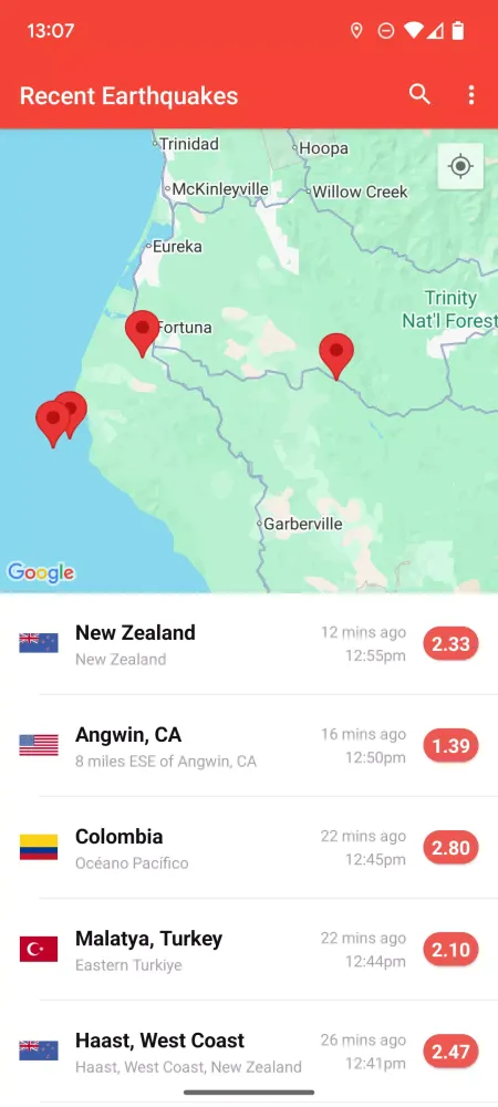 ภาพหน้าจอของ My Earthquake Alerts