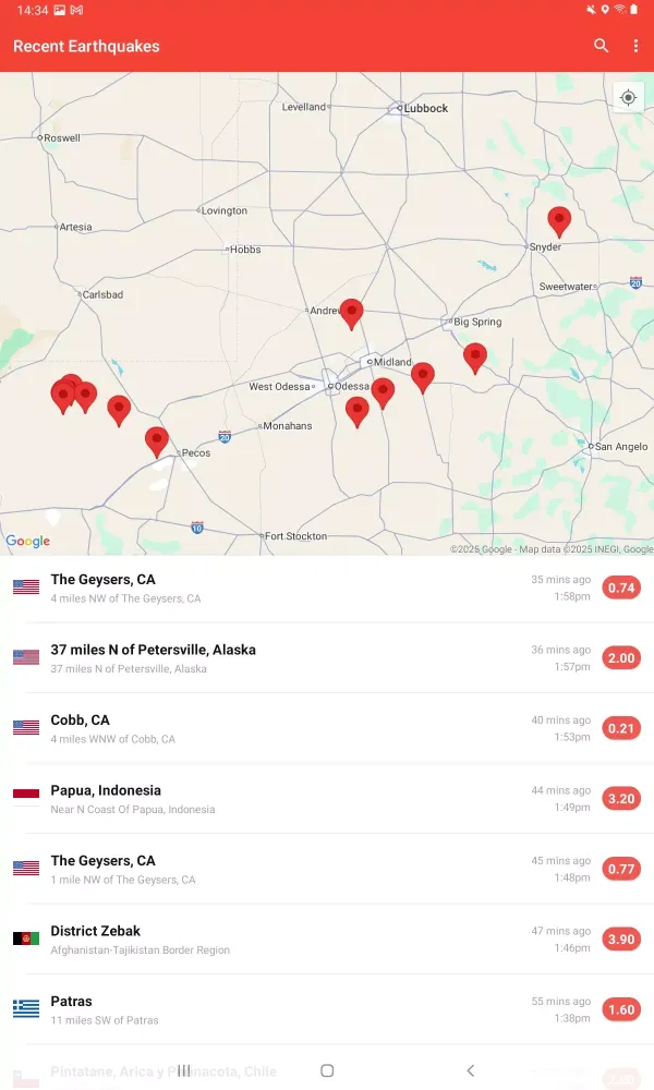 ภาพหน้าจอของ My Earthquake Alerts