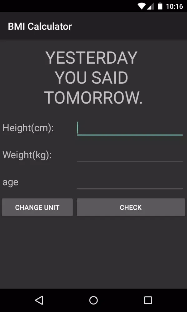 BMI Calculator Screenshots