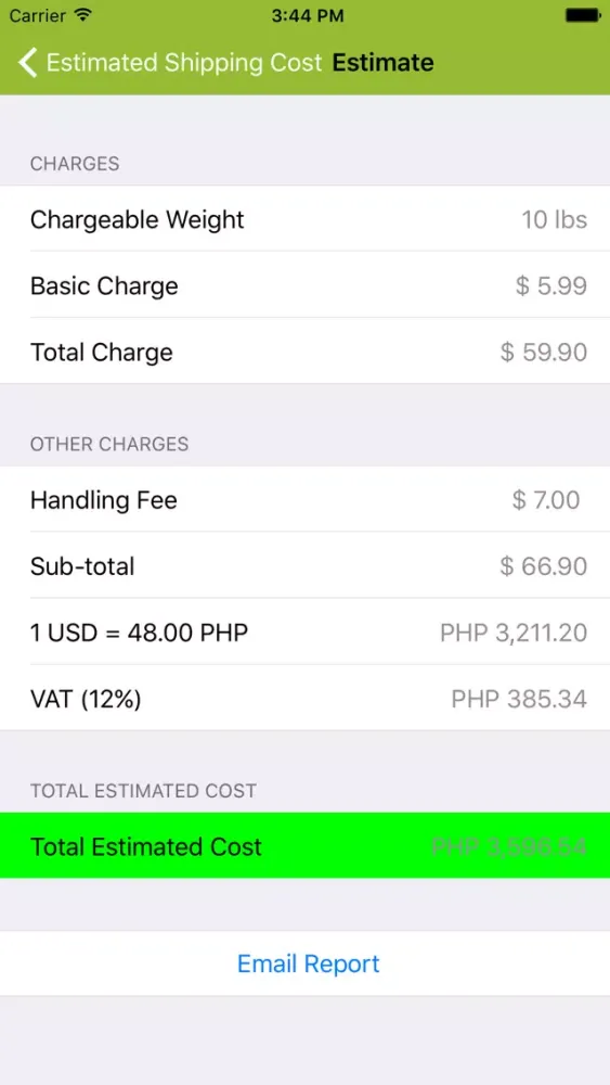 Ảnh chụp màn hình của Johnny Air Shipment Tracker