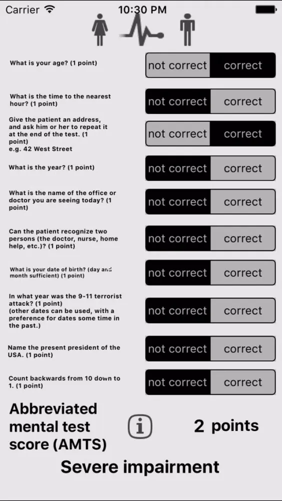 Abbreviated Mental Test Score (AMTS) 스크린샷