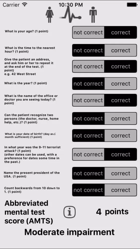 Abbreviated Mental Test Score (AMTS) 스크린샷