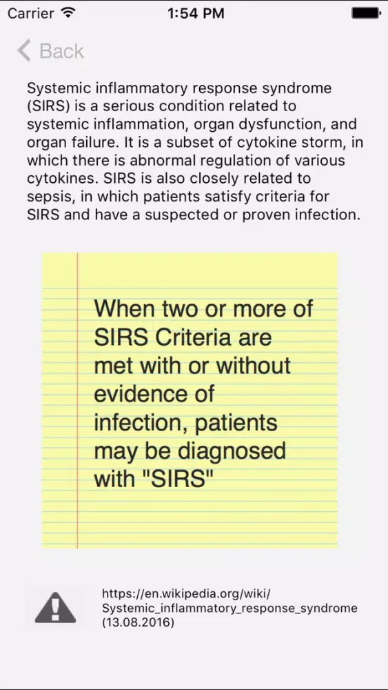 Capturas de pantalla de SIRS Criteria