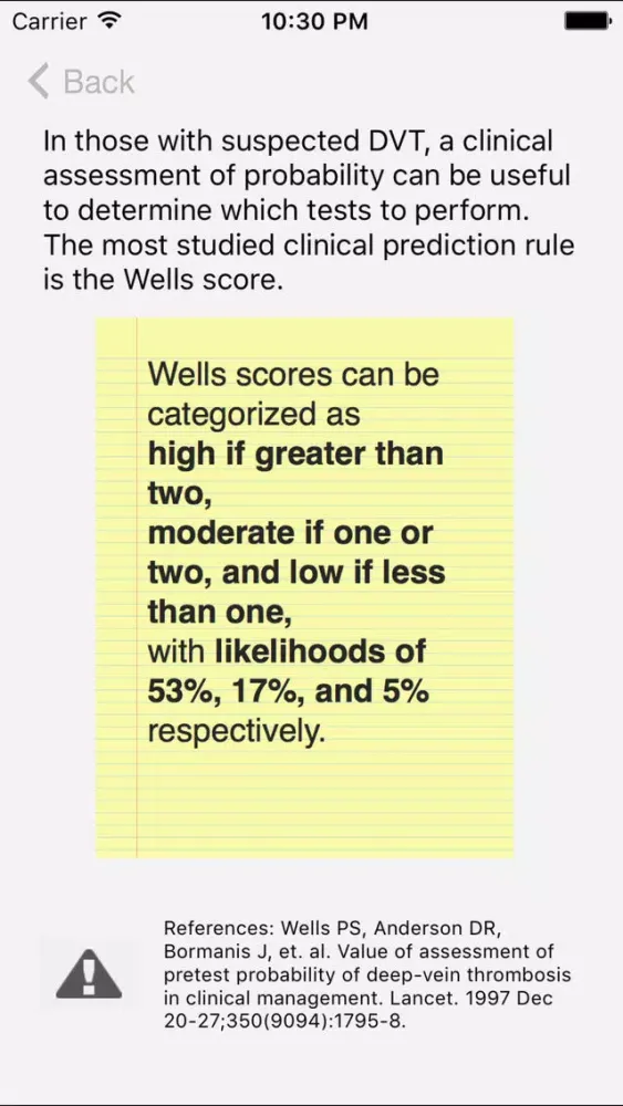 Wells Score スクリーンショット