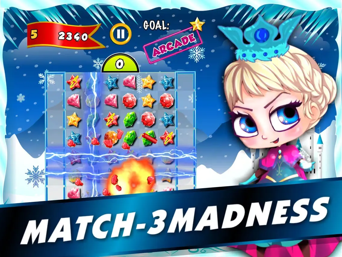 Скриншоты ``` Frozen Queen Match-3``` - fun candy puzzle game for jewel mania'cs free iPad 