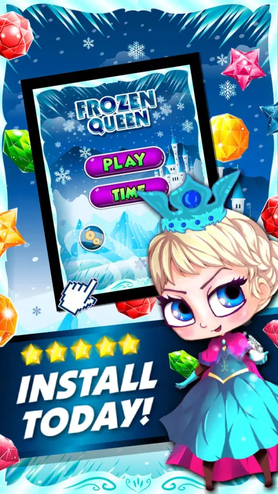 Скриншоты ``` Frozen Queen Match-3``` - fun candy puzzle game for jewel mania'cs free