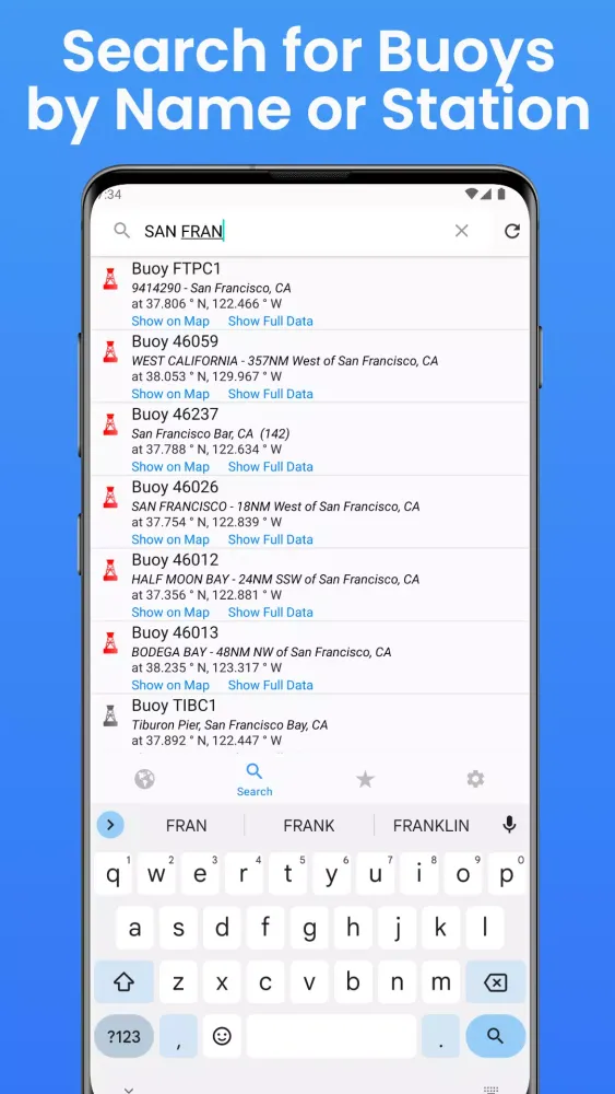 NOAA Buoy Reports Screenshots
