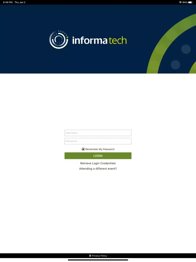 ภาพหน้าจอของ Informa Tech iPad 