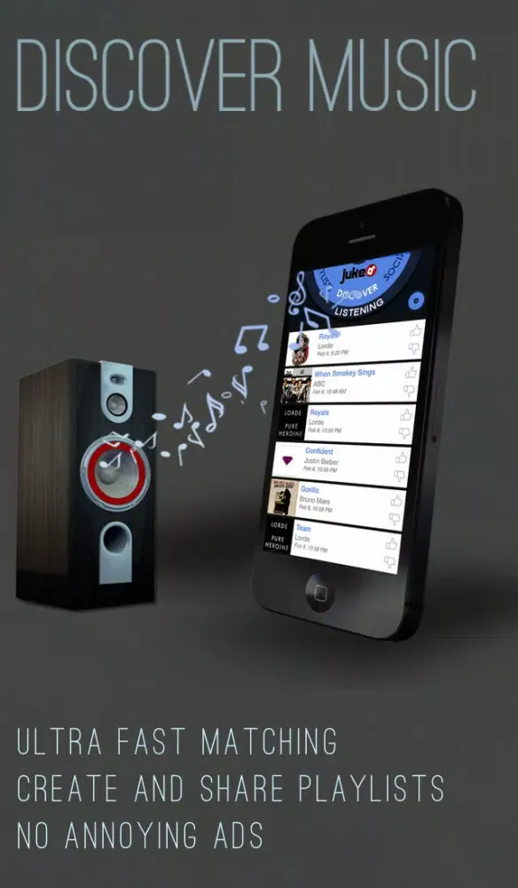 Juked Media : Search and Identify Sound-Tracks, Favorite Songs Lyric-s In Mix-Cloud Pandora Music and Tune-In or Radio Play سکرین شاٹس